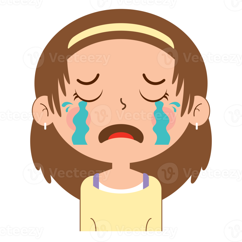 girl crying face cartoon cute png