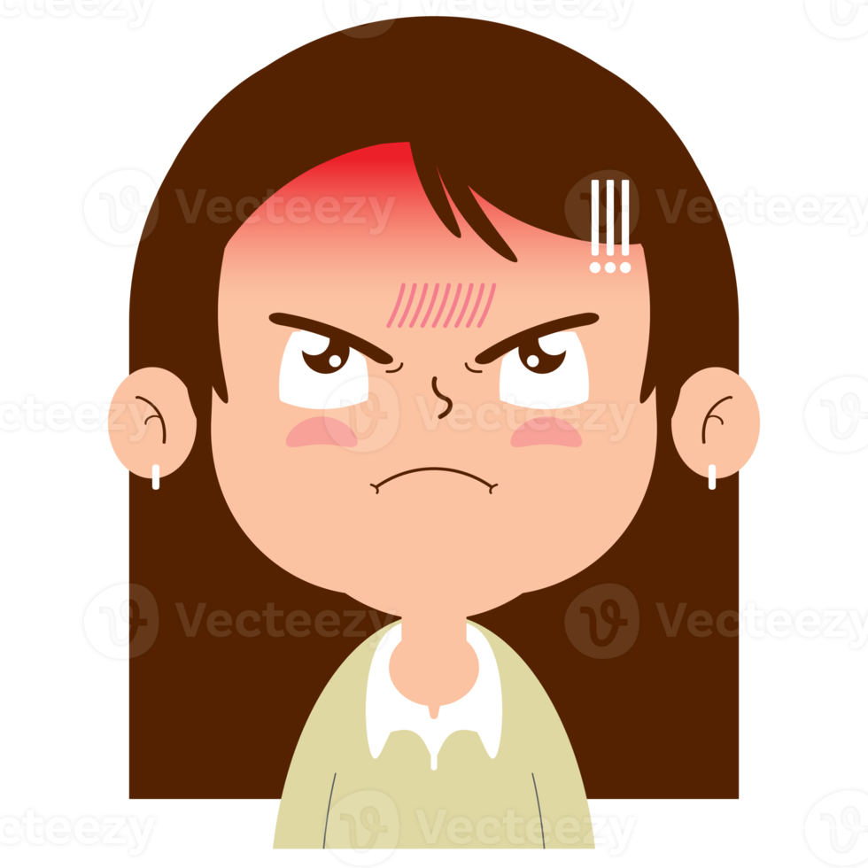 girl angry face cartoon cute png