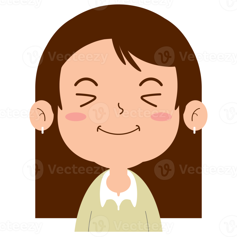 girl happy face cartoon cute png