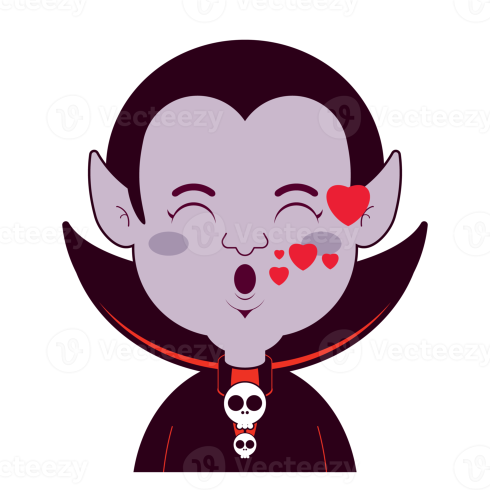 dracula amoureux visage dessin animé mignon png