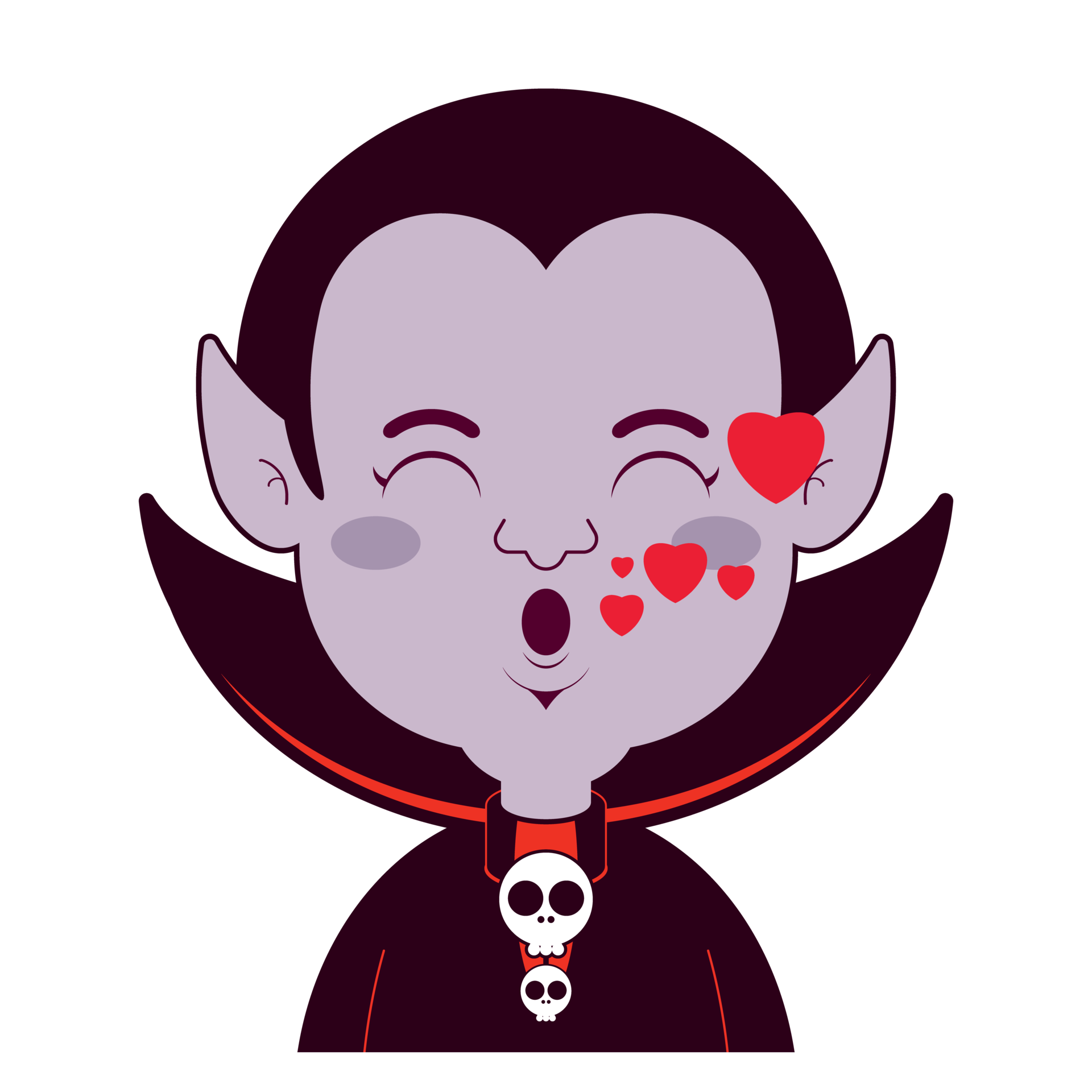 Dracula in love face cartoon cute 14428992 PNG