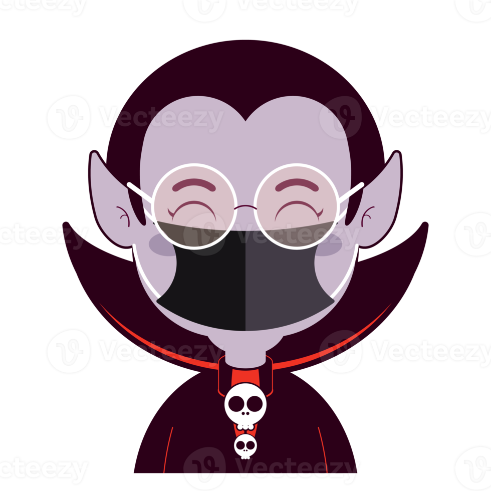 Dracula wear medical mask face cartoon cute png