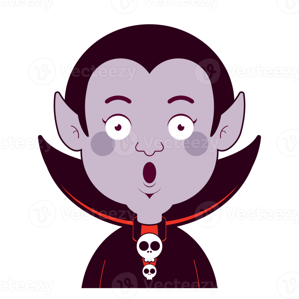 Dracula surprised face cartoon cute png