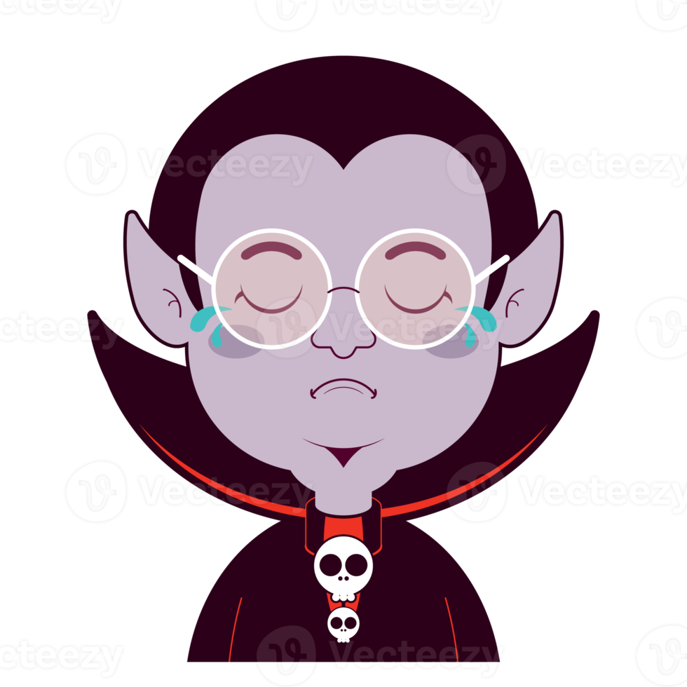 Dracula crying face cartoon cute png