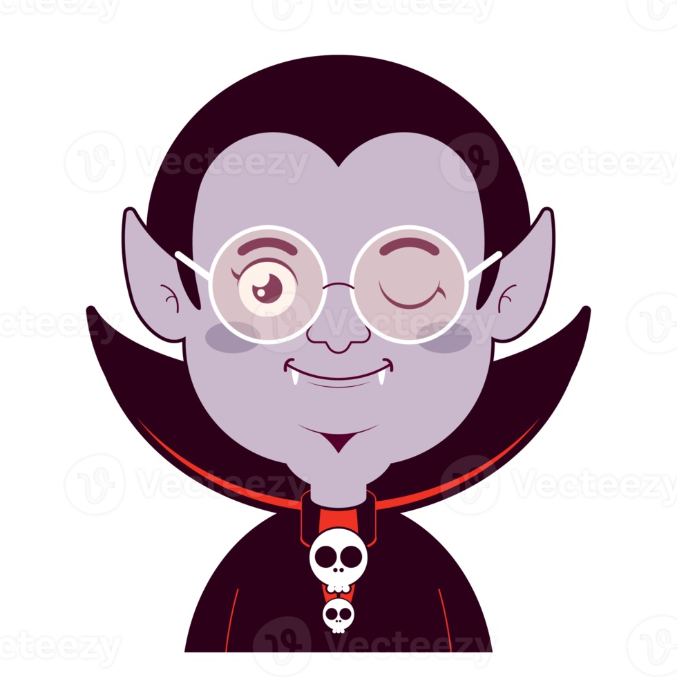 Dracula happy face cartoon cute png