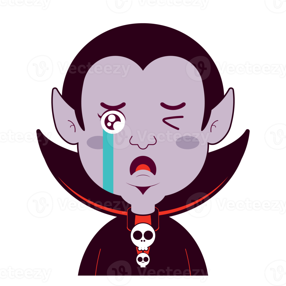 Dracula crying face cartoon cute png