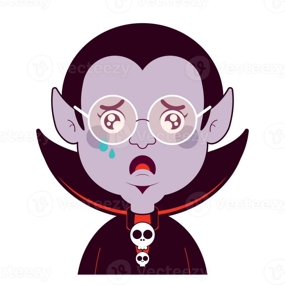 Dracula crying face cartoon cute png