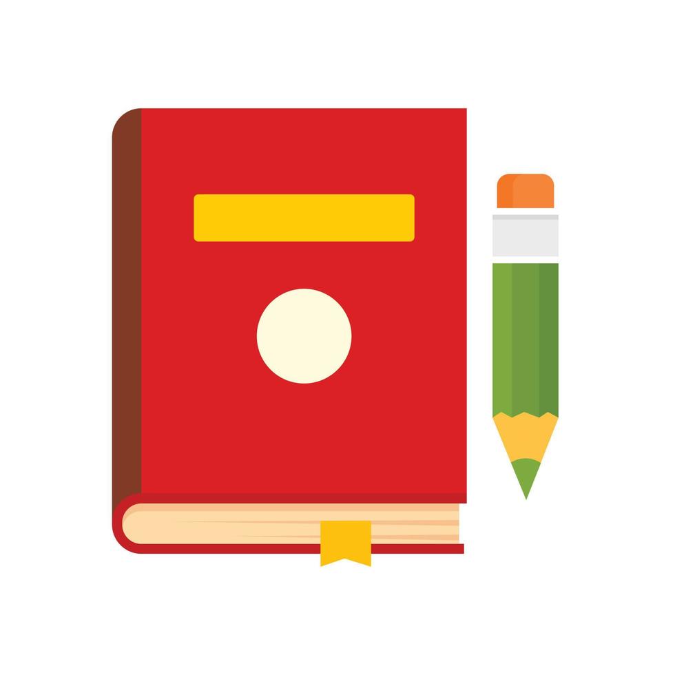 icono de libro y pluma, tipo plano vector