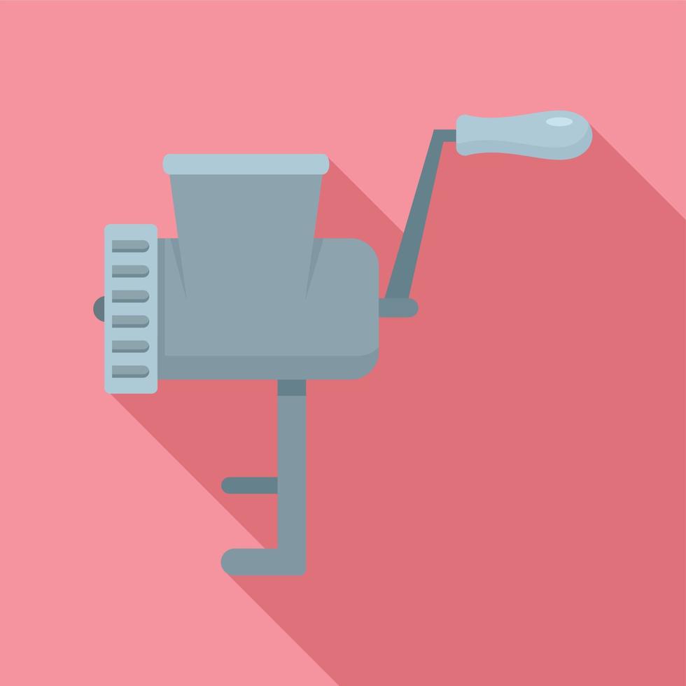 Retro meat grinder icon, flat style vector