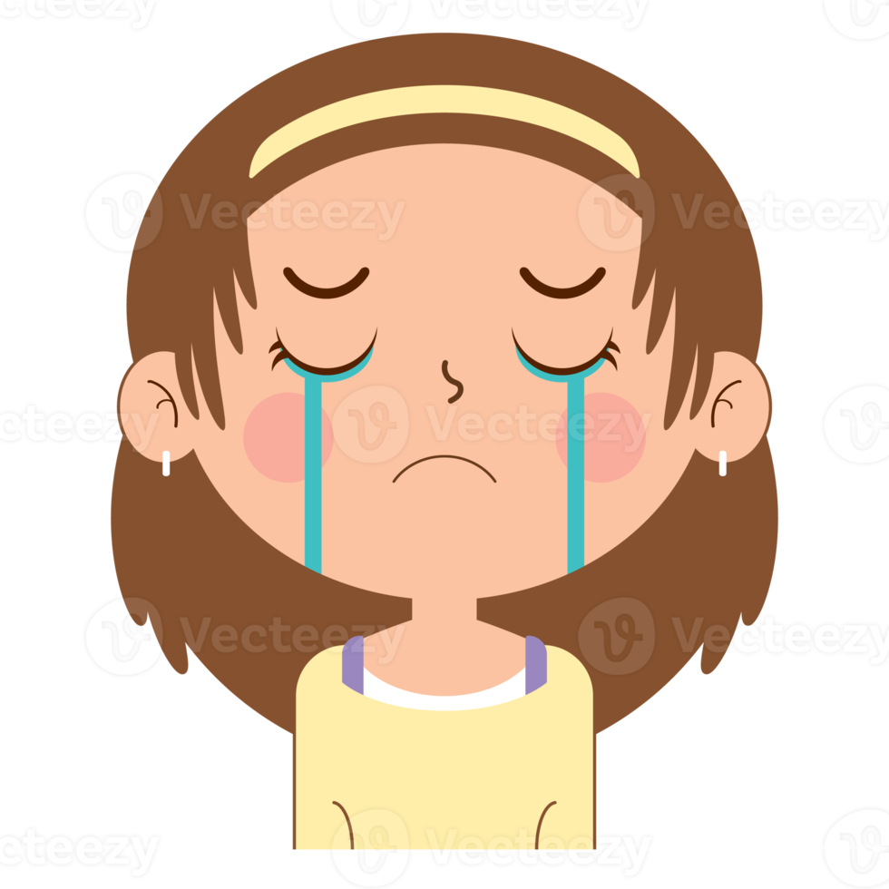 girl crying face cartoon cute png