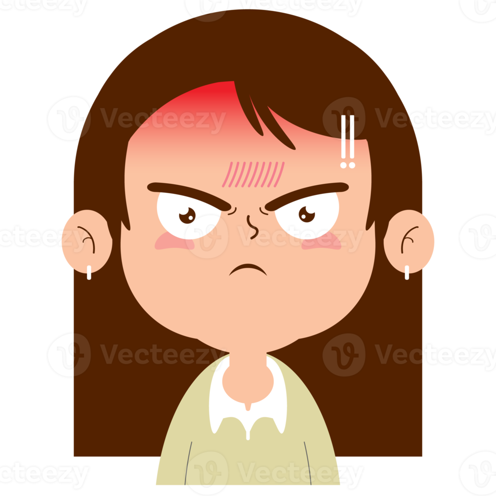 girl angry face cartoon cute png