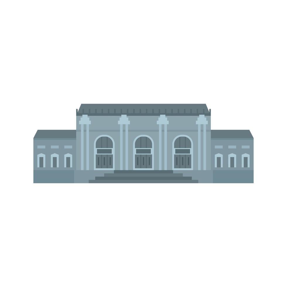 Grey facade historical building icon, flat style vector