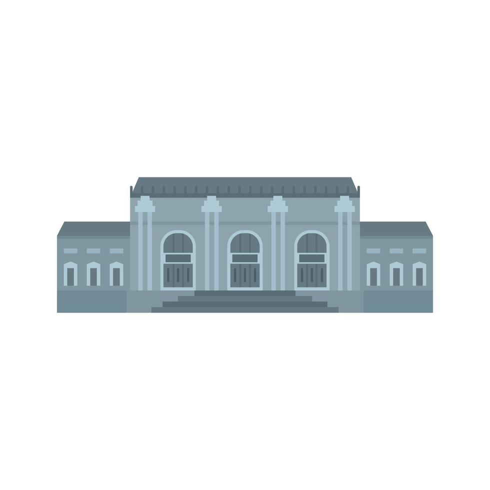 Grey facade historical building icon, flat style vector