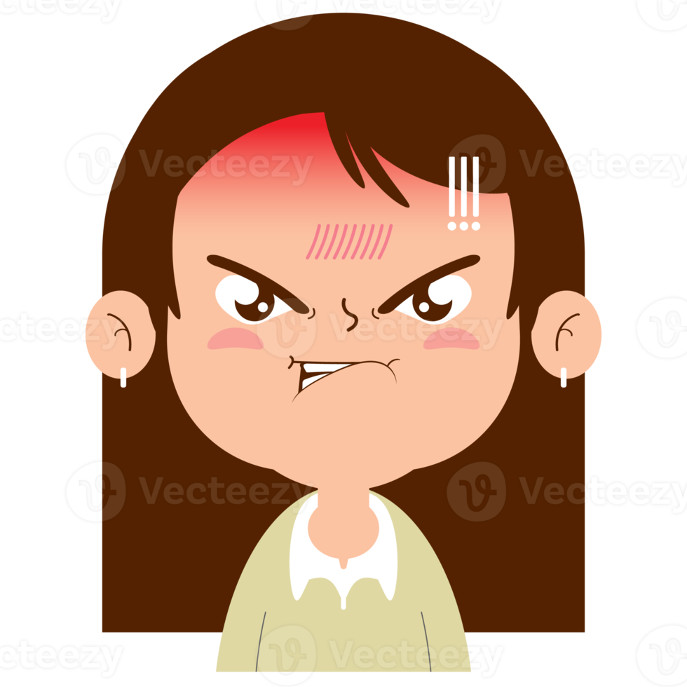 girl angry face cartoon cute png