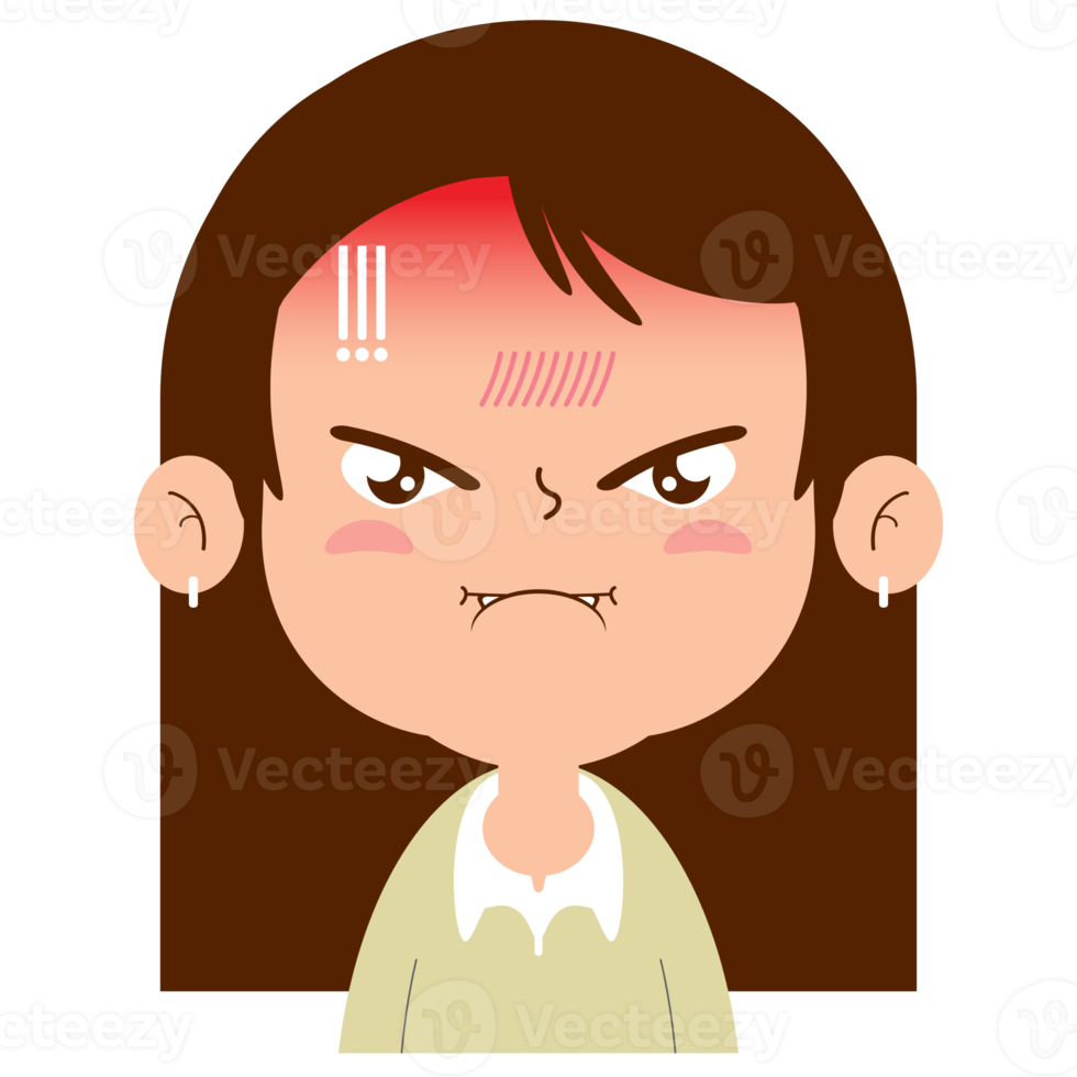 girl angry face cartoon cute png