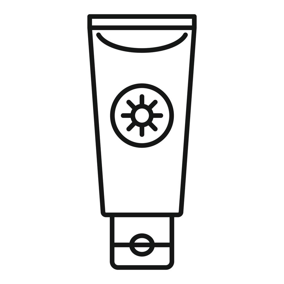 Sun lotion tube icon, outline style vector