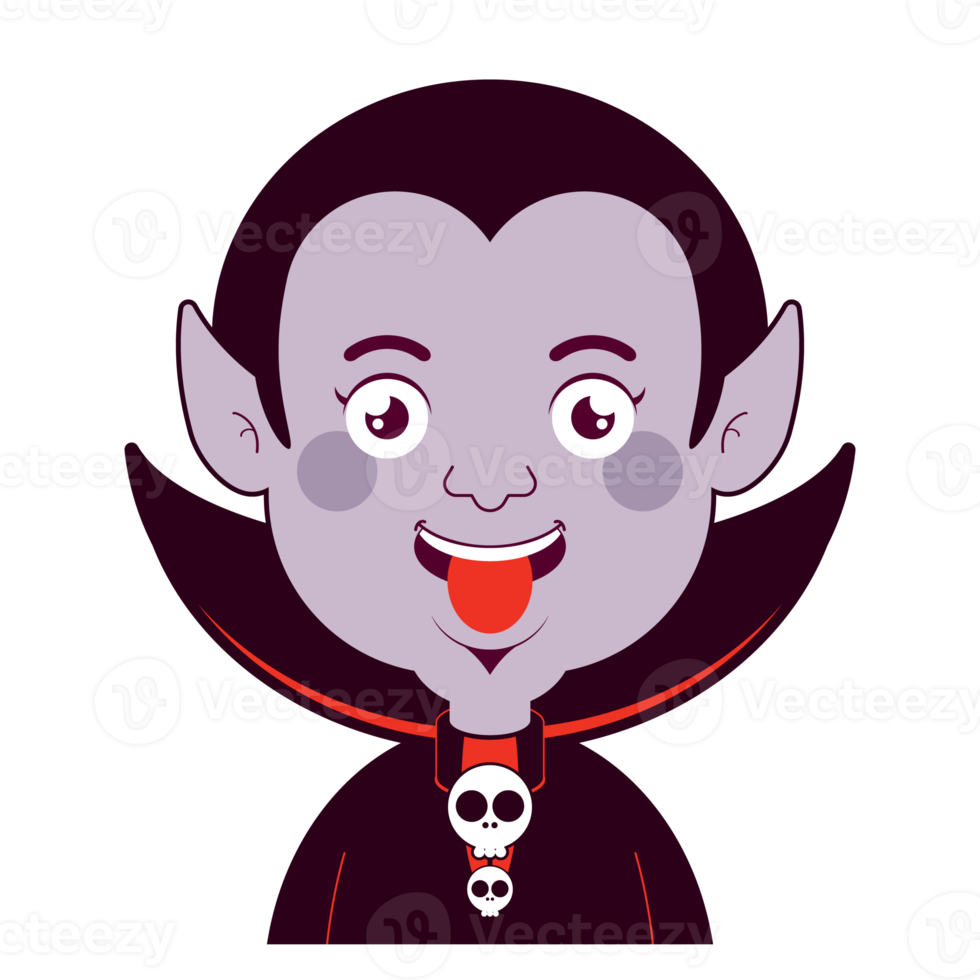 Dracula playful face cartoon cute png