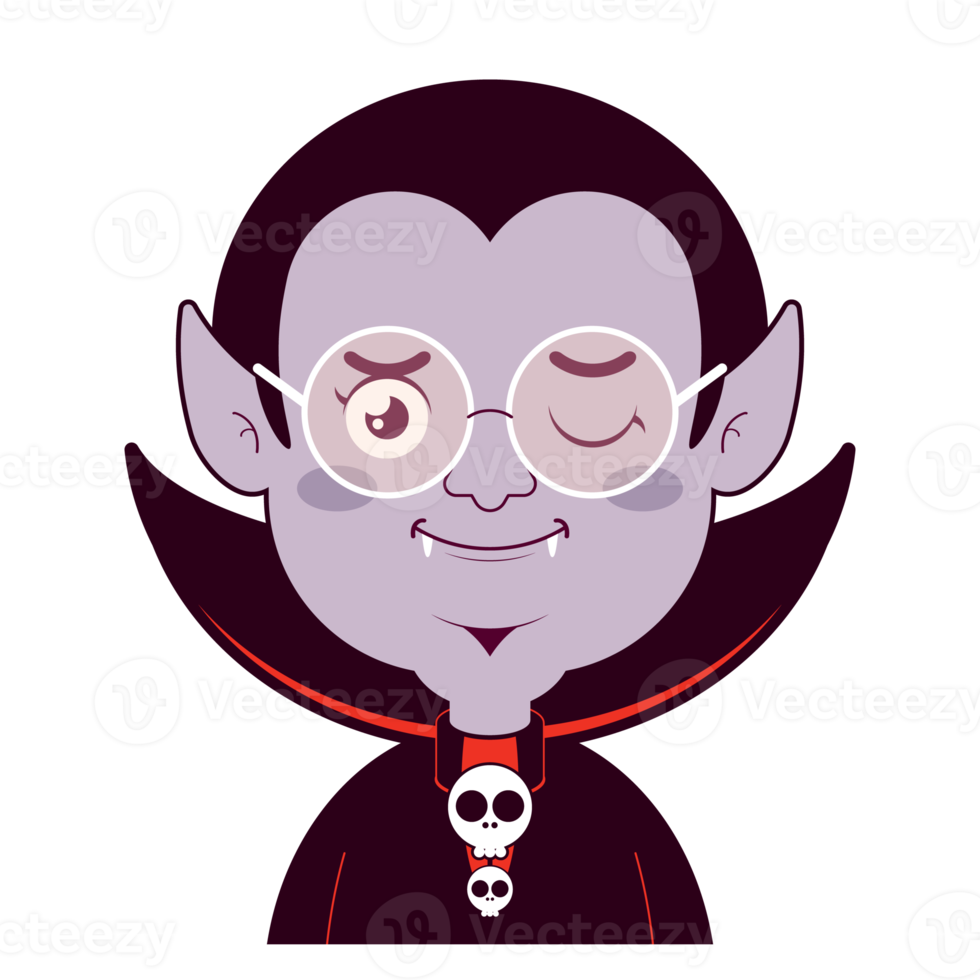 dracula visage heureux dessin animé mignon png