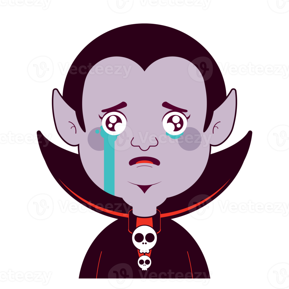 Dracula crying face cartoon cute png