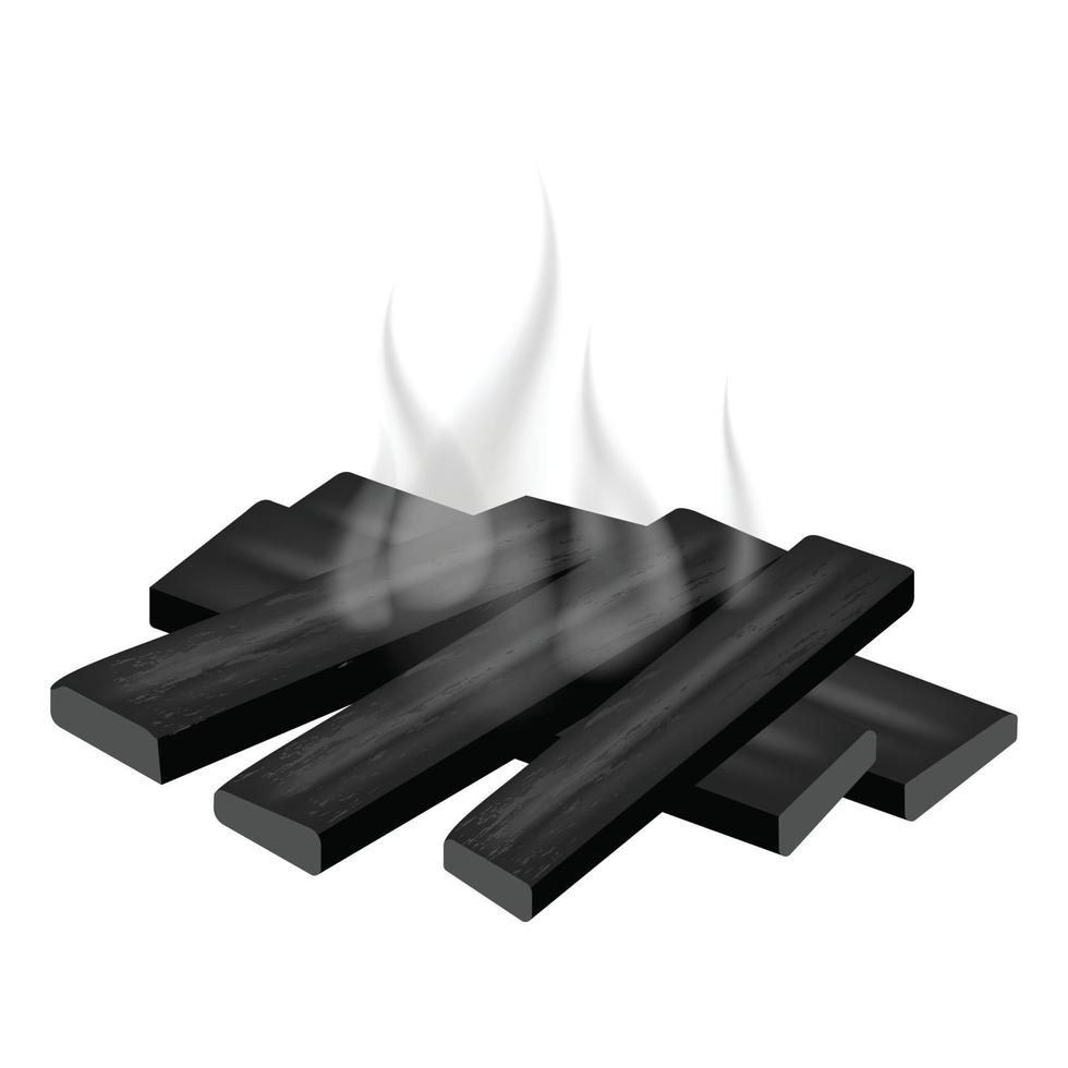 Burned bonfire icon, realistic style vector