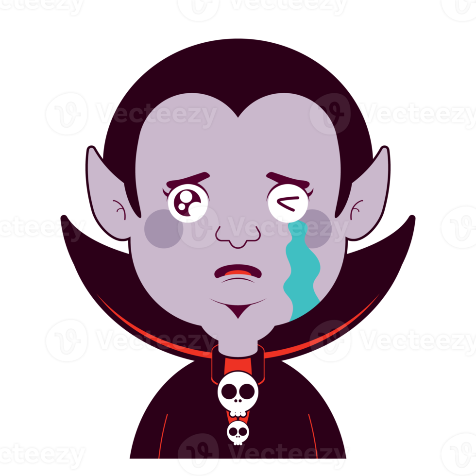 Drácula chorando rosto cartoon bonito png