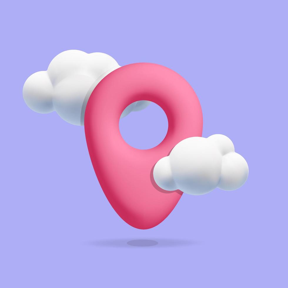 3d vector  map location point marker for navigation service with cloud background design illustration.