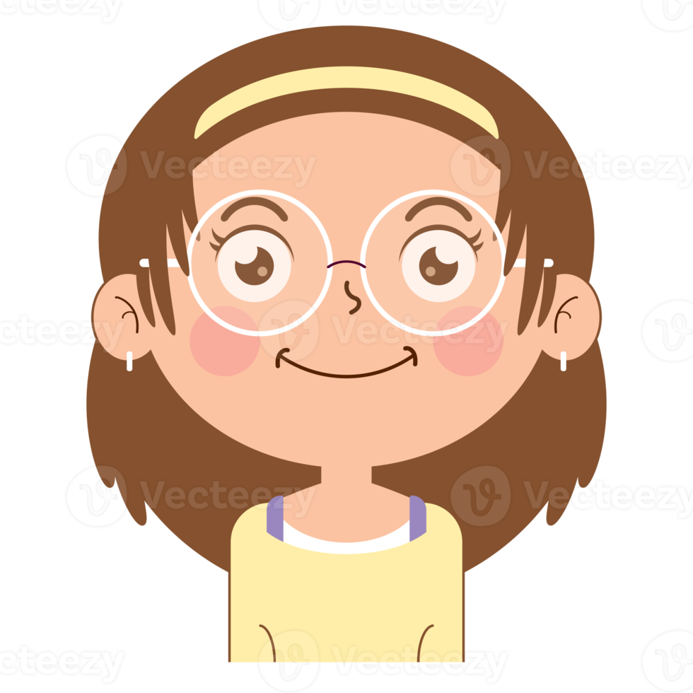 girl happy face cartoon cute png