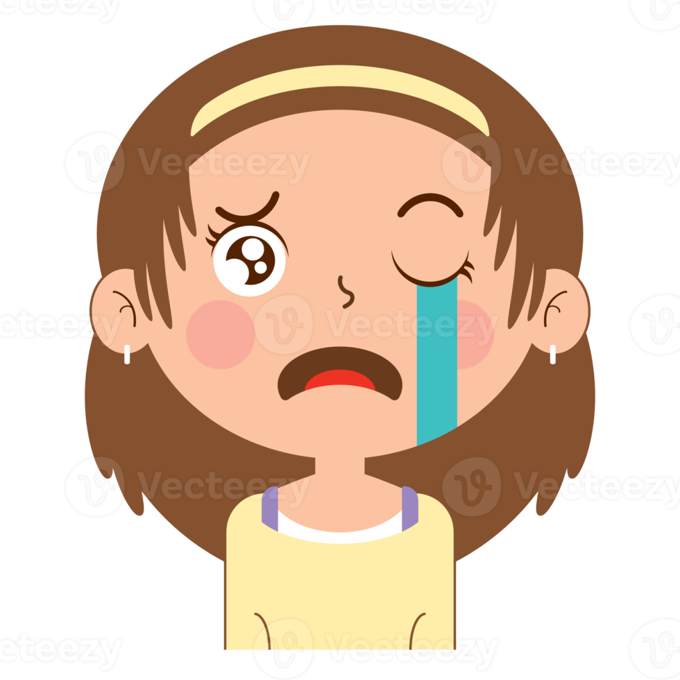 girl crying face cartoon cute png