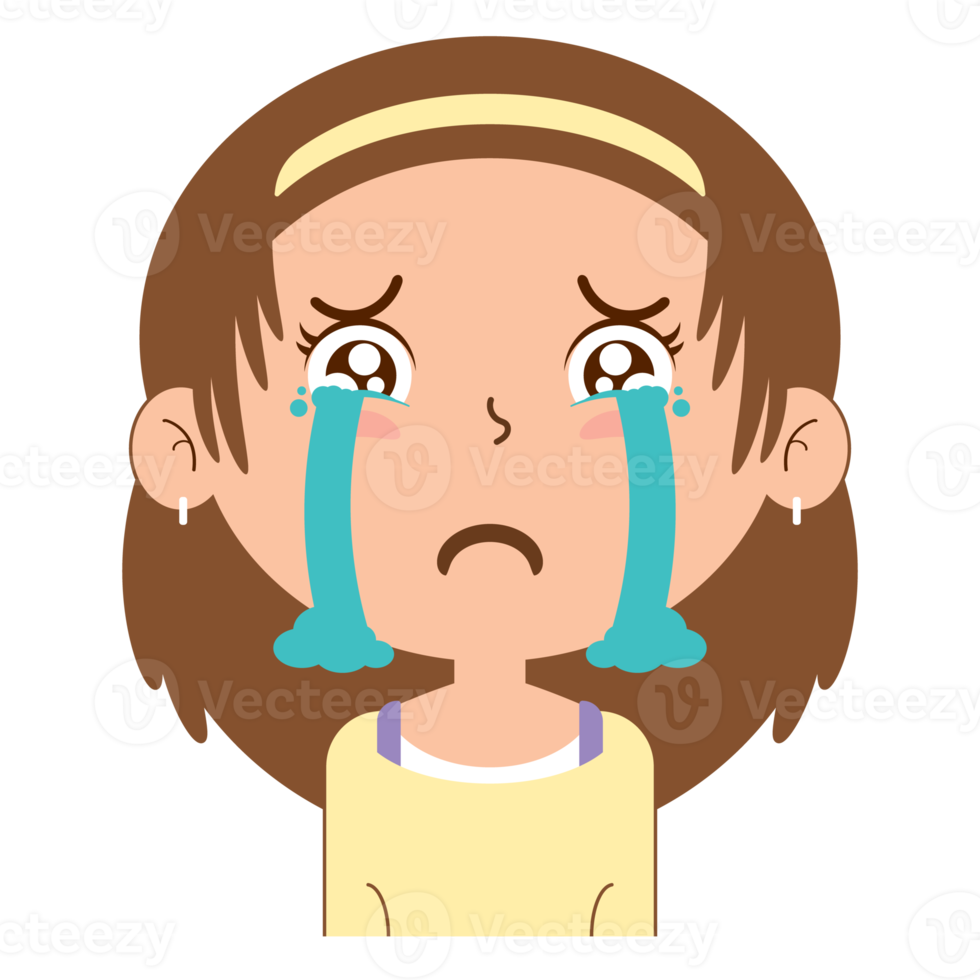 girl crying face cartoon cute png