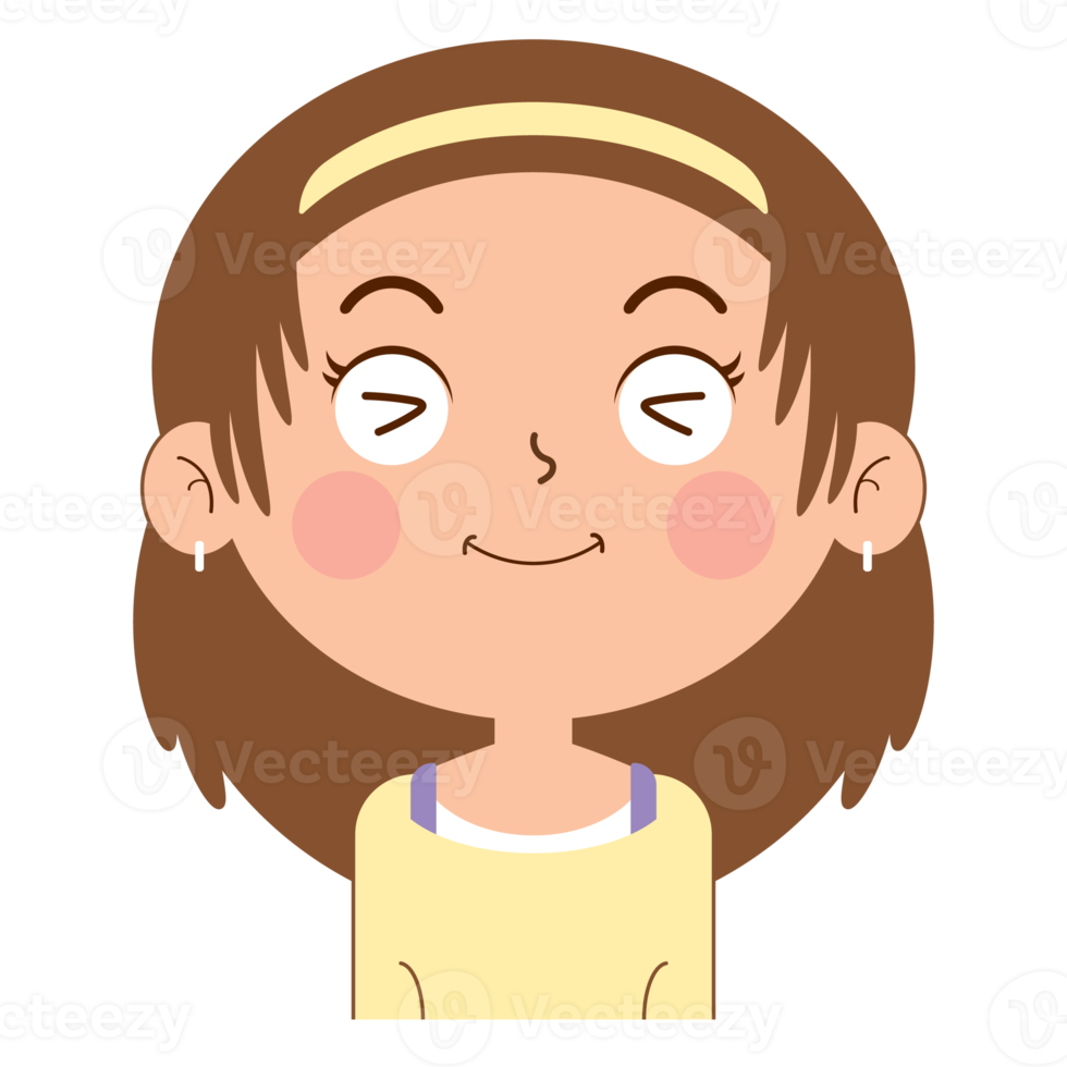 fille visage heureux dessin animé mignon png