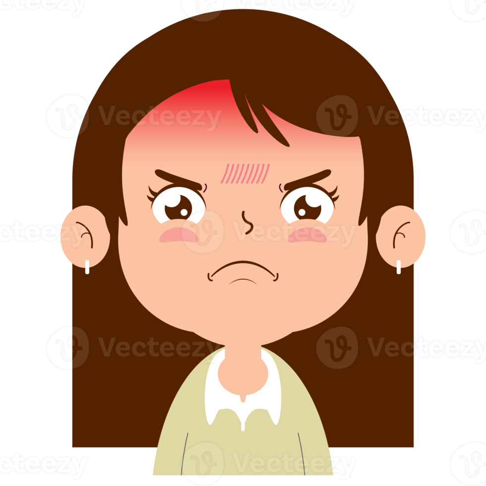 girl angry face cartoon cute png