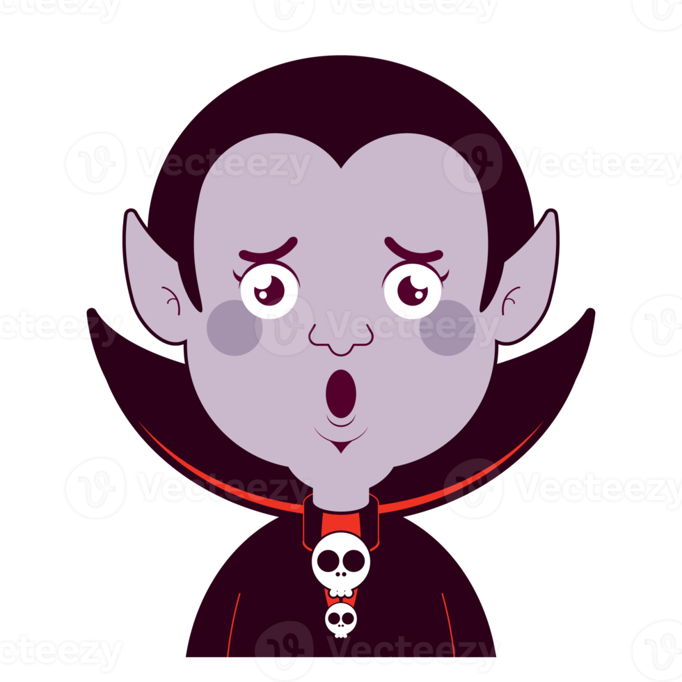 Dracula surprised face cartoon cute png