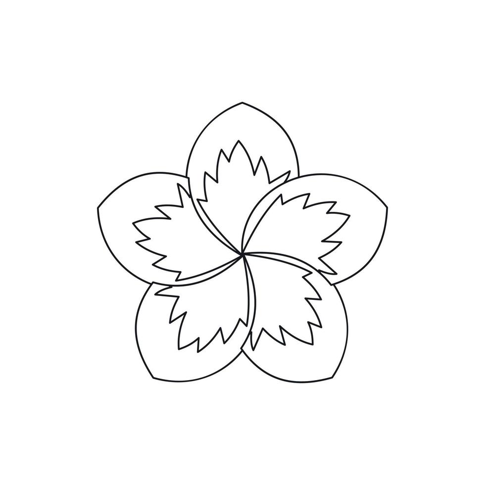 Frangipani flower icon, outline style vector