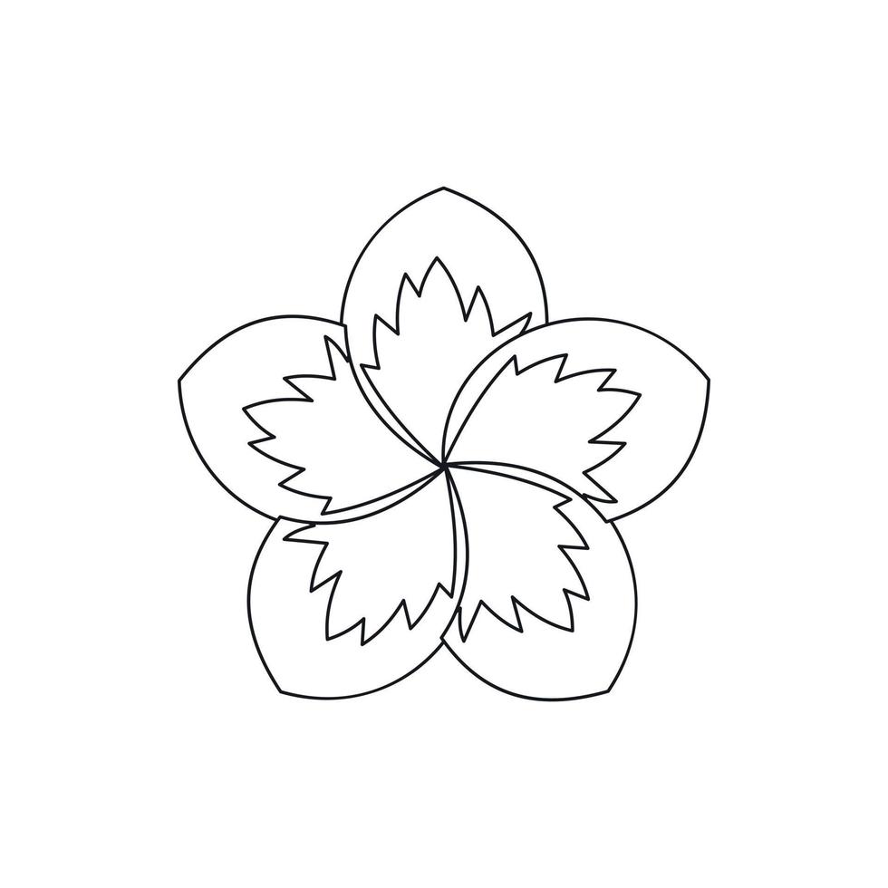 icono de flor de frangipani, estilo de esquema vector