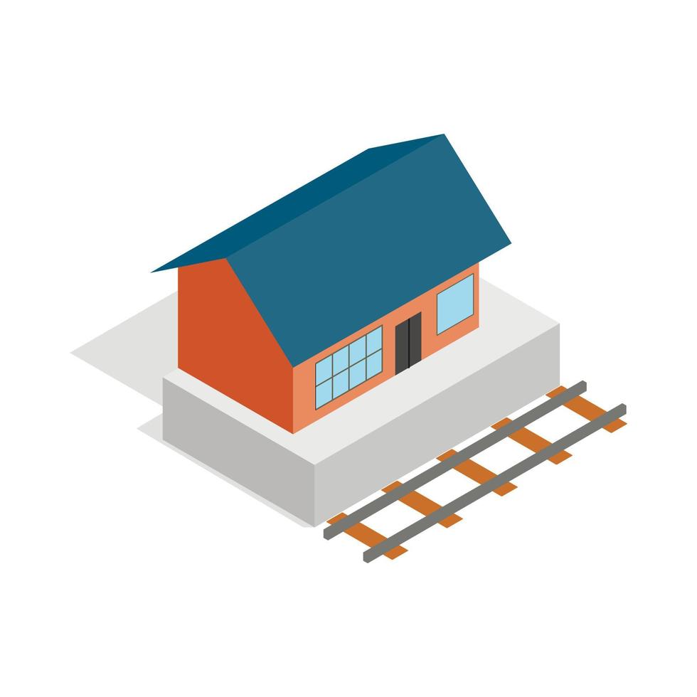 Train station building icon, isometric 3d style vector