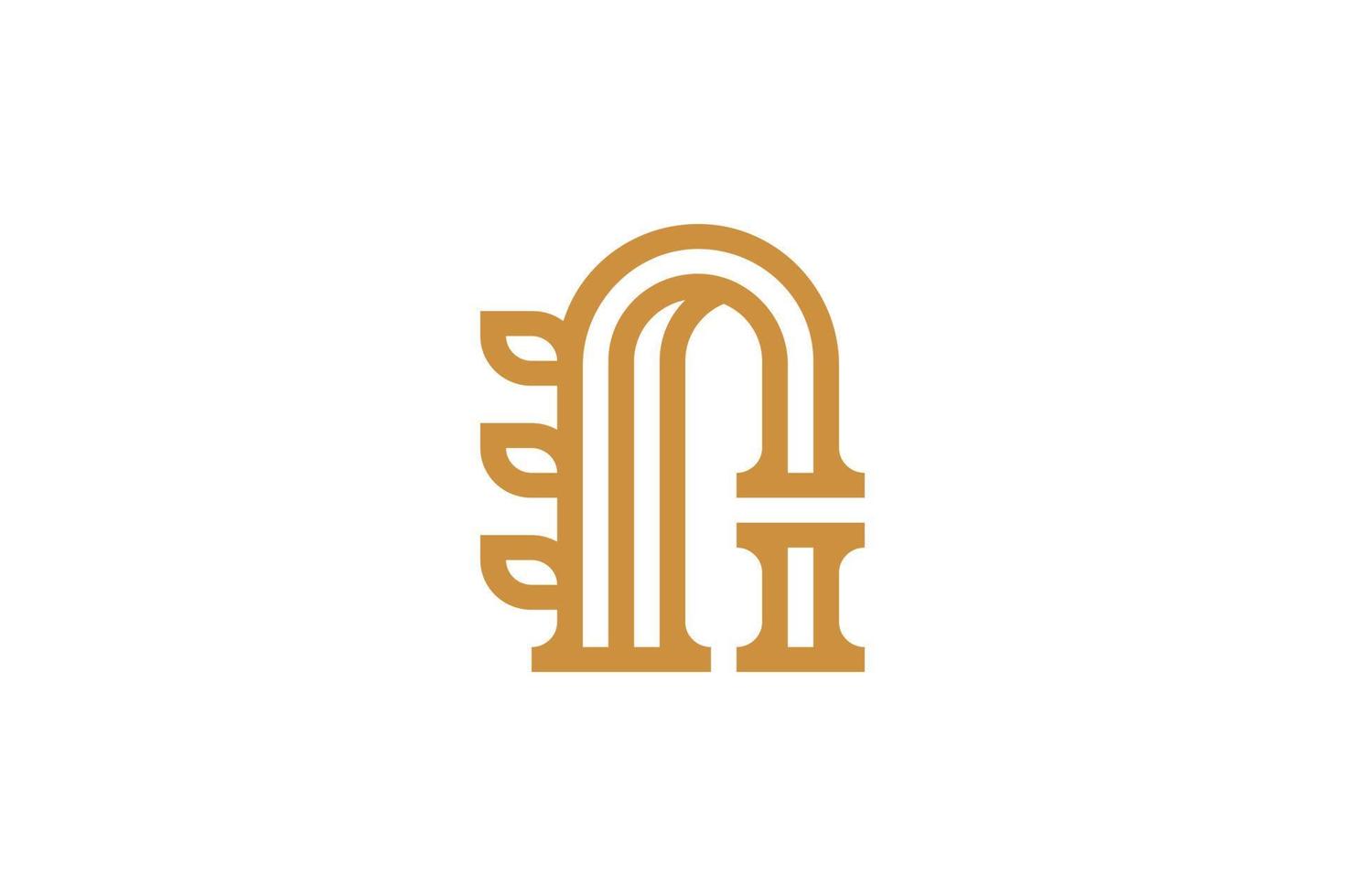 logotipo de letra n de estilo monoline vector