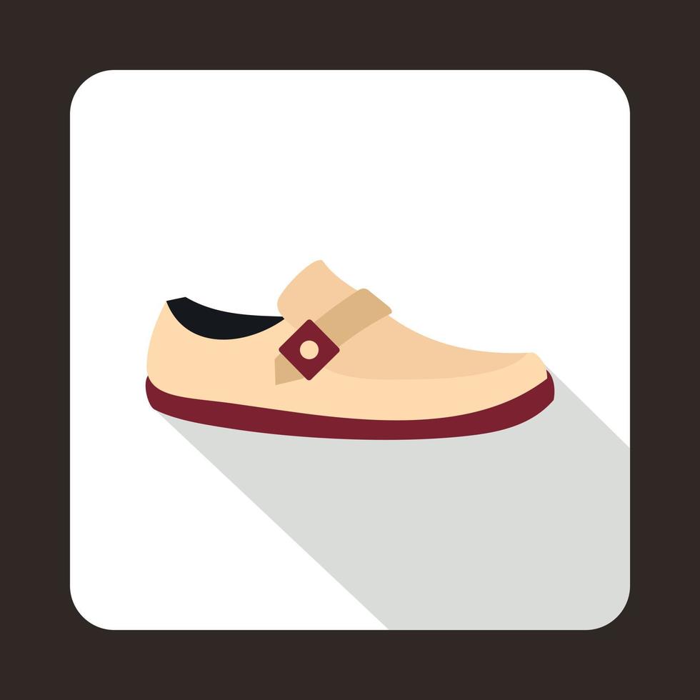 White shoe with red sole icon, flat style vector