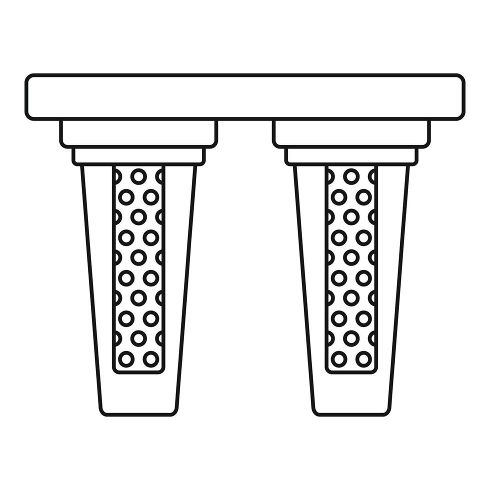 icono de filtro de agua doble, estilo de esquema vector