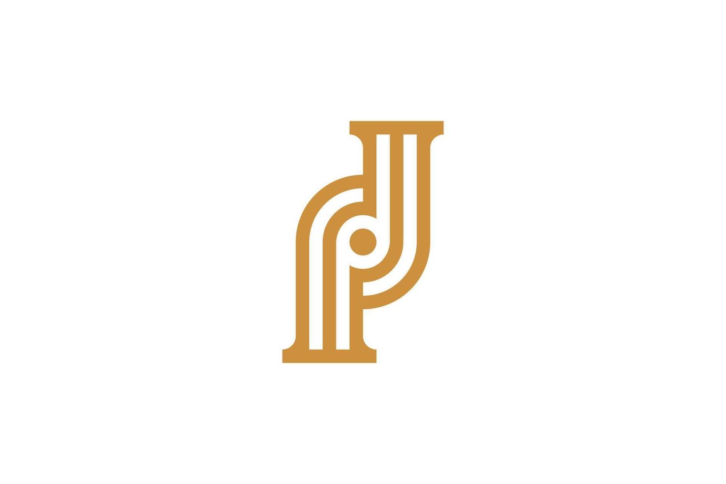 Initial P Monoline Logo Template vector