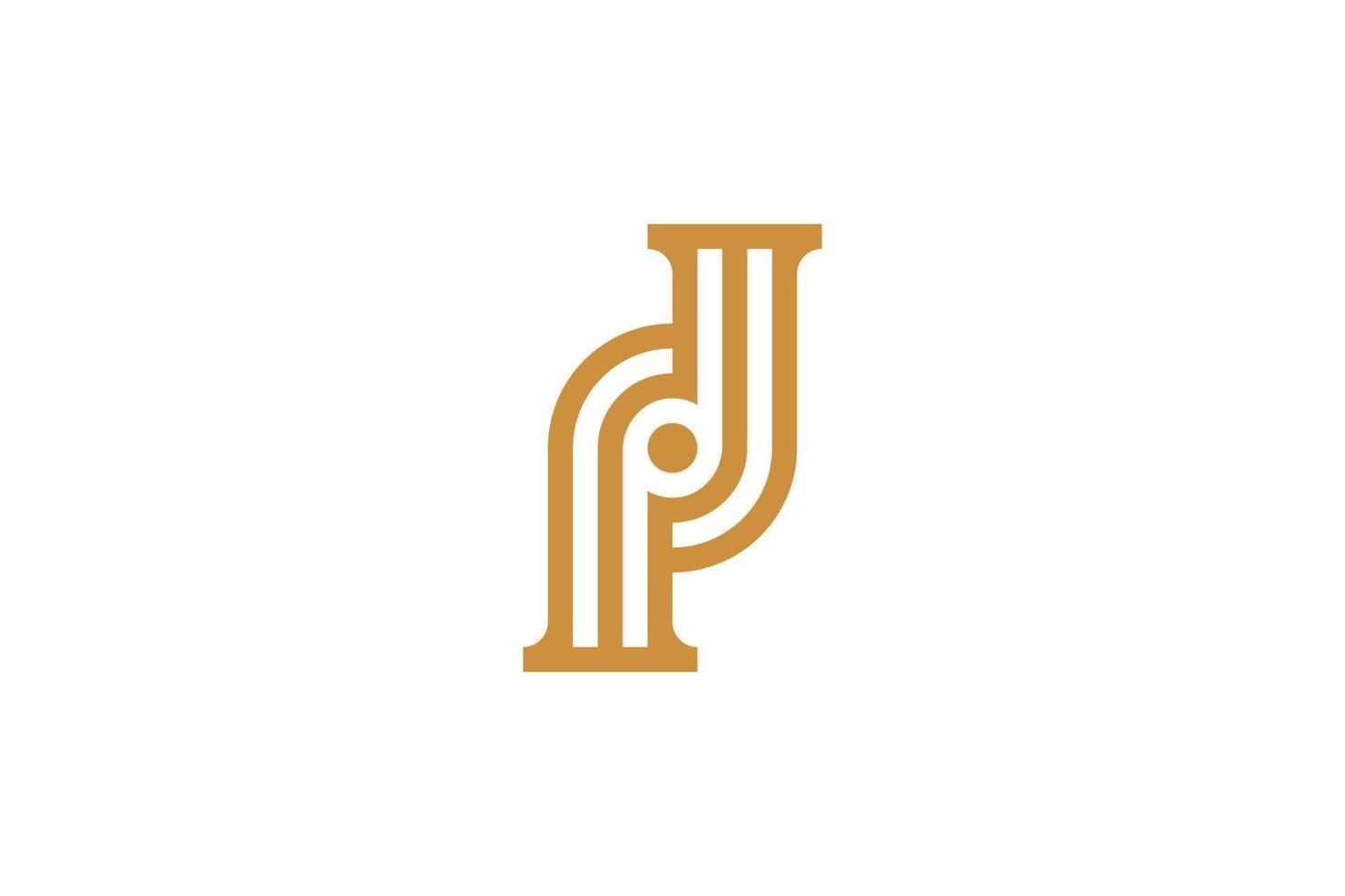 Initial P Monoline Logo Template vector