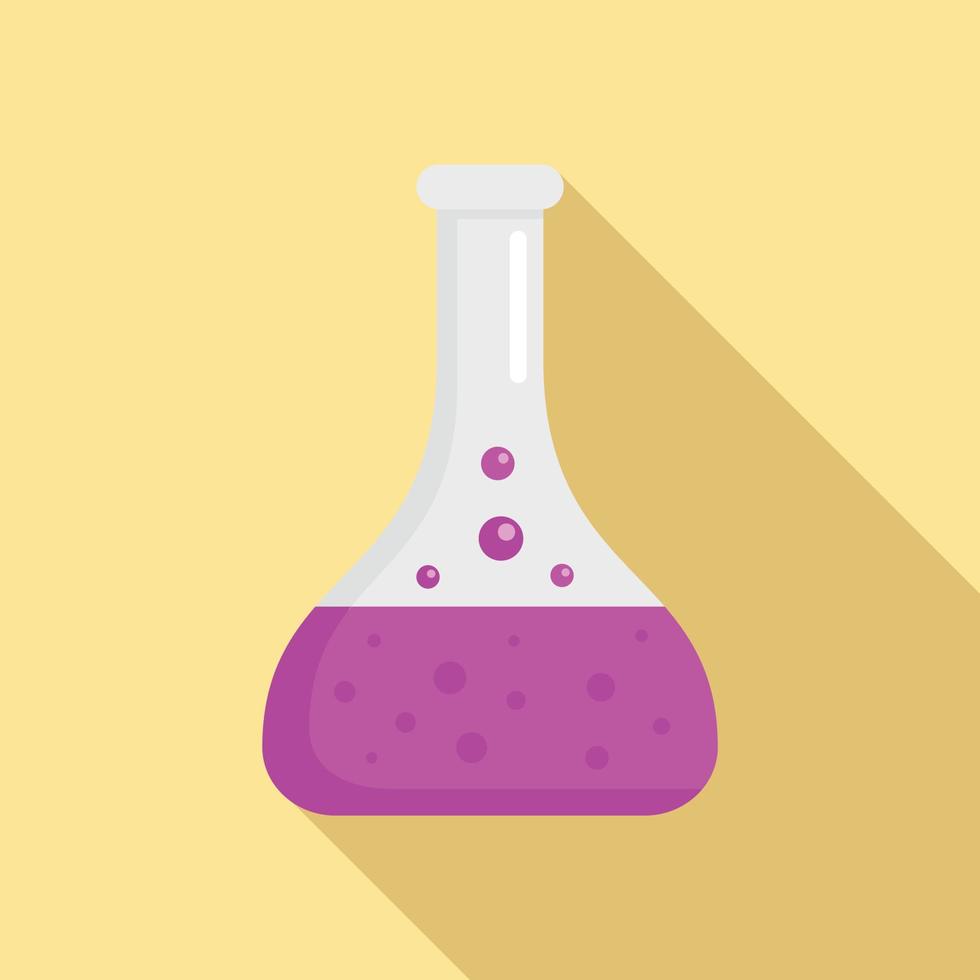 Chemical flask icon, flat style vector