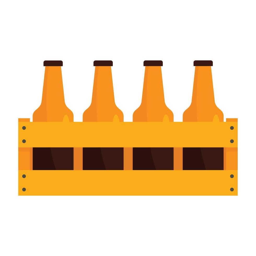 icono de cesta de cerveza de botella, estilo plano vector