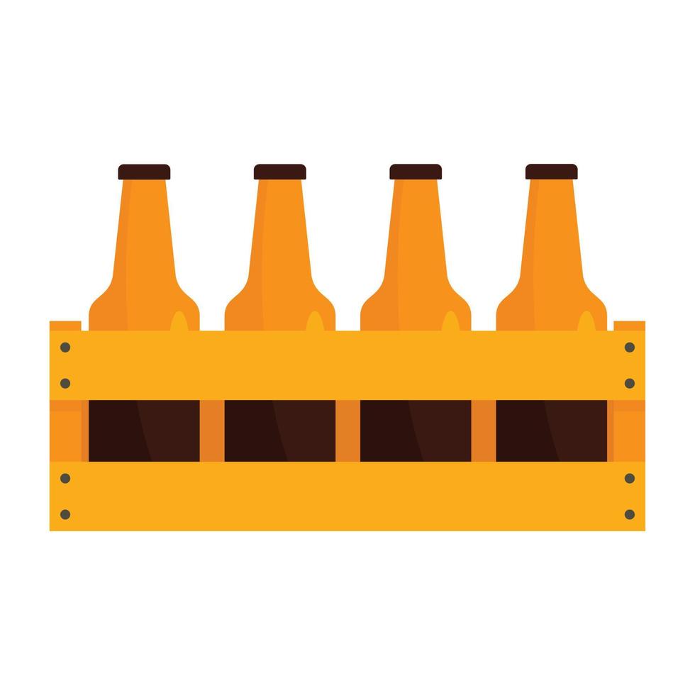 Basket of bottle beer icon, flat style vector