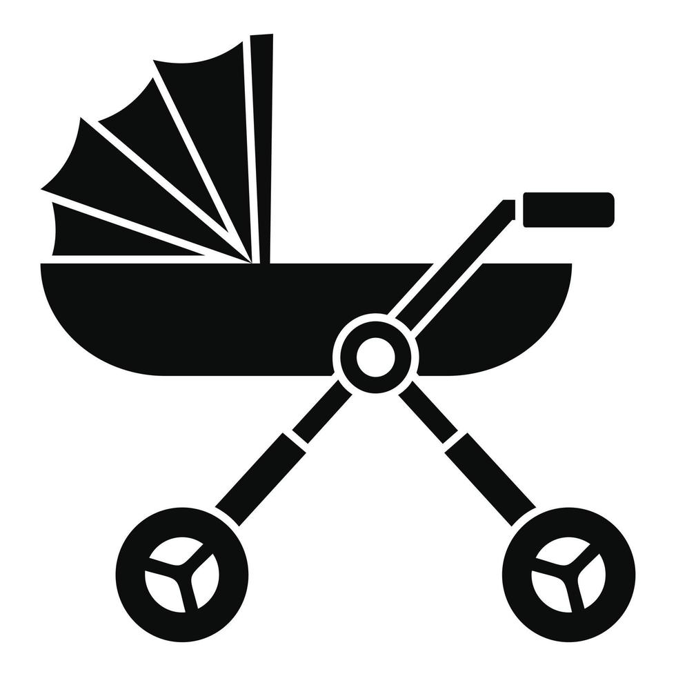 Baby pram carriage icon, simple style vector