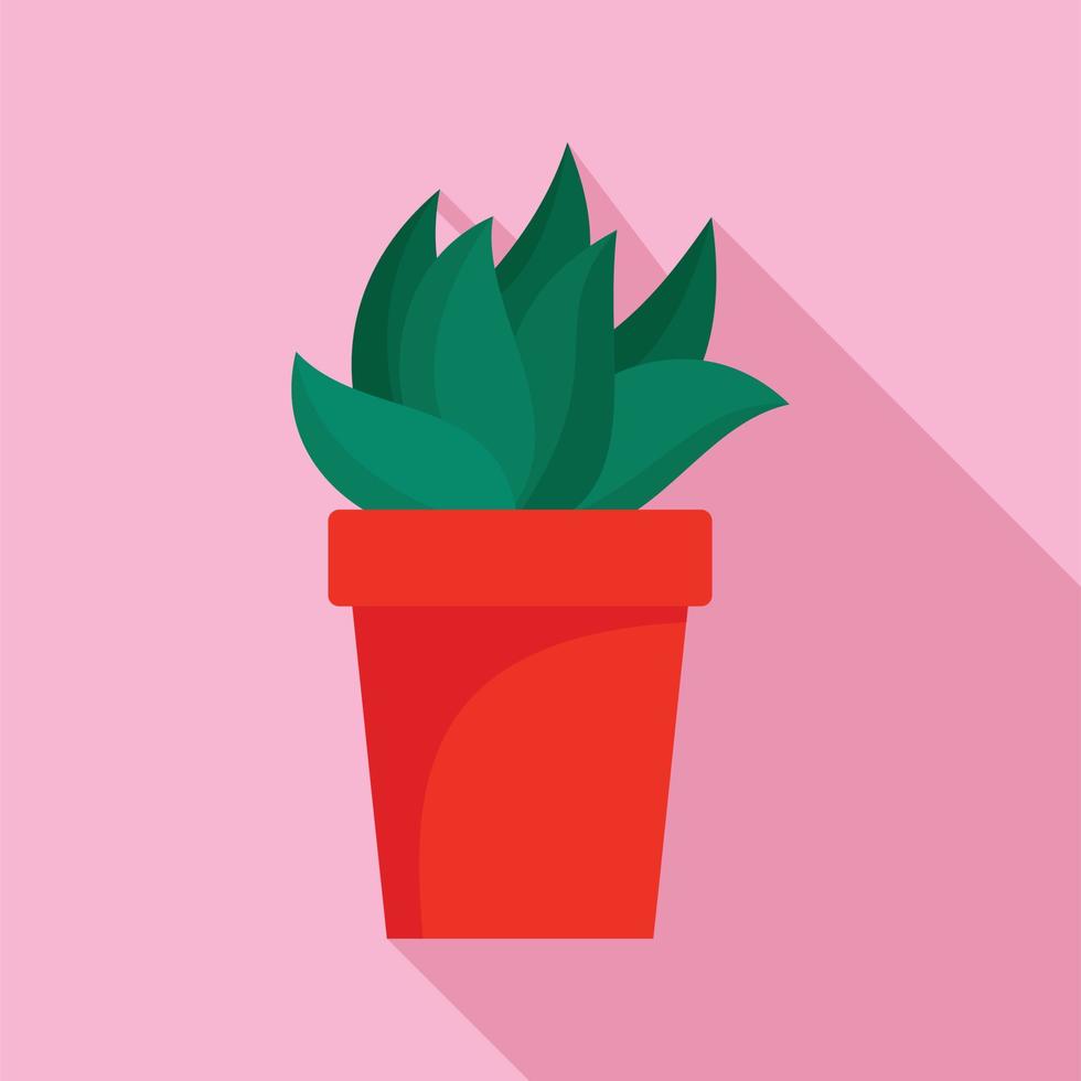 Cactus plant pot icon, flat style vector