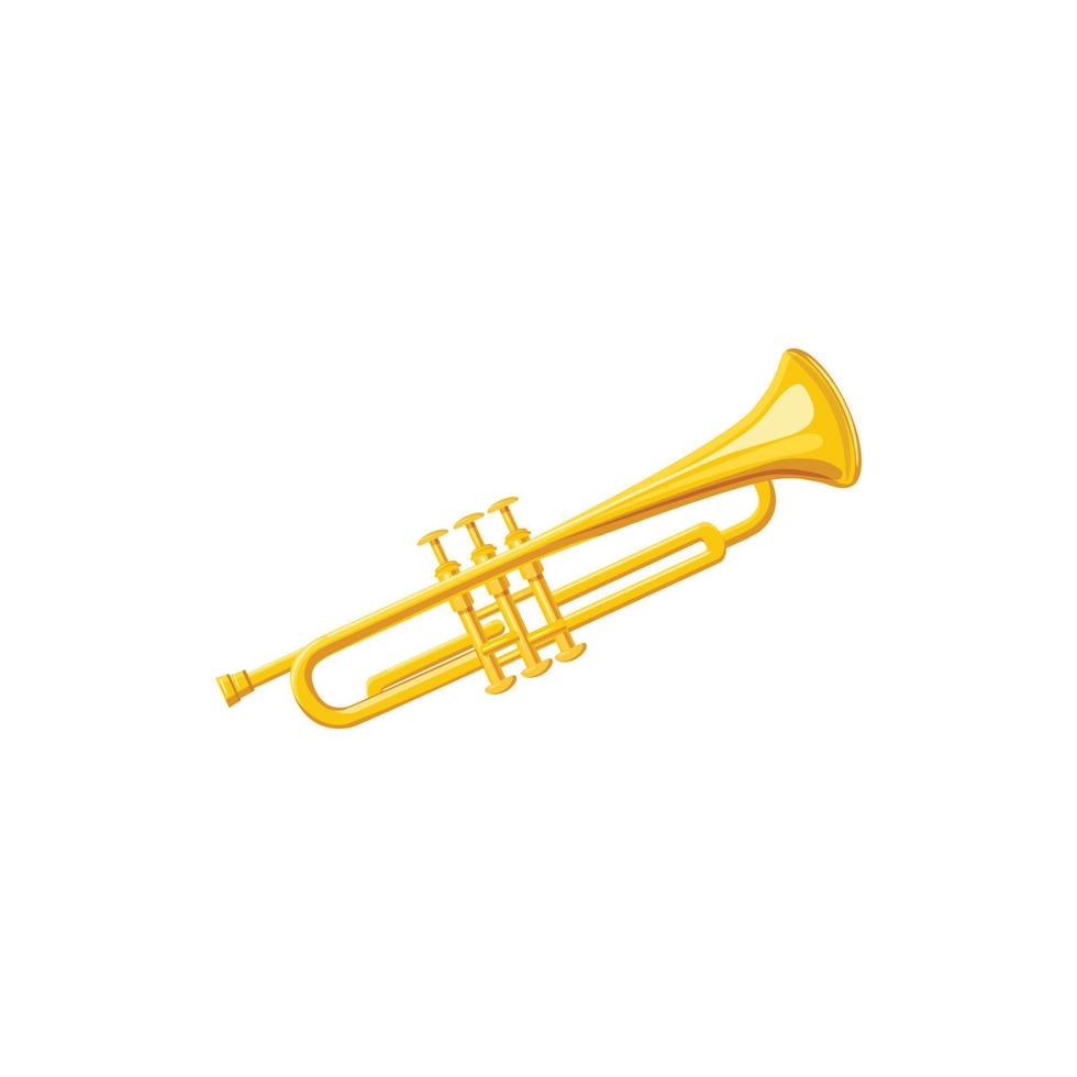 Brass trumpet icon, cartoon style vector