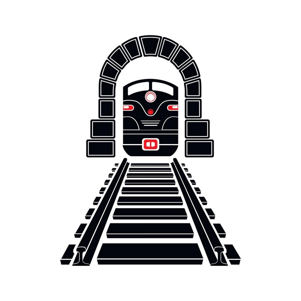 Railway tunnel icon, simple style vector