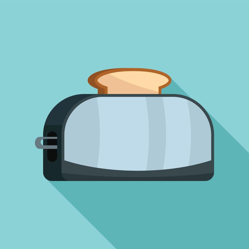 Metal toaster icon, flat style vector
