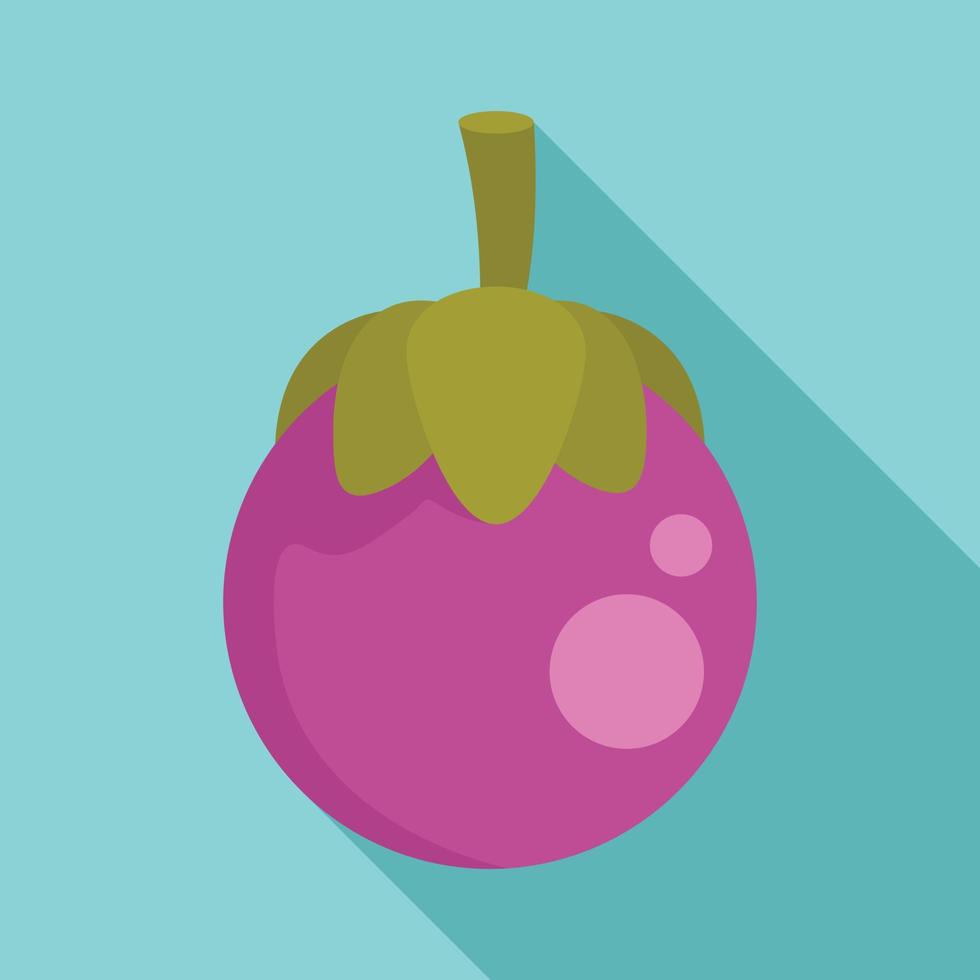 icono de mangostán, estilo plano vector