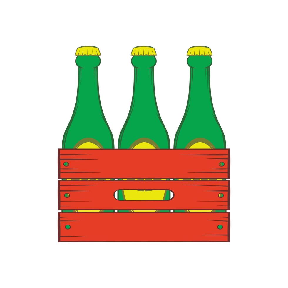 Beer wooden box icon, cartoon style vector